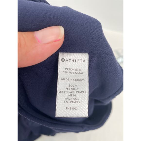 Athleta Women's Side Stripe Salutation 7/8 Legging in Navy Blue Mesh Size Small - Picture 8 of 13